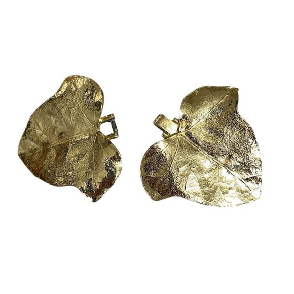 Mimi Di N Leaf Belt Buckle Gold-Tone Statement Vintage 1981s "Fits 2in Belt" - Picture 1 of 8